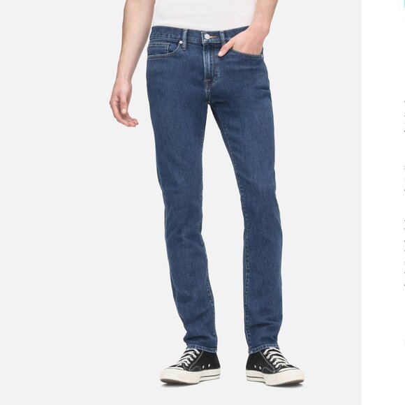 Frame Dark denim L'Homme Slim Jeans in Placid